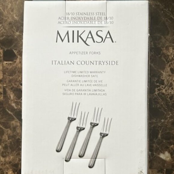 NIB Mikasa Italian Countryside Appetizer Forks Set of 4 - Picture 6 of 8